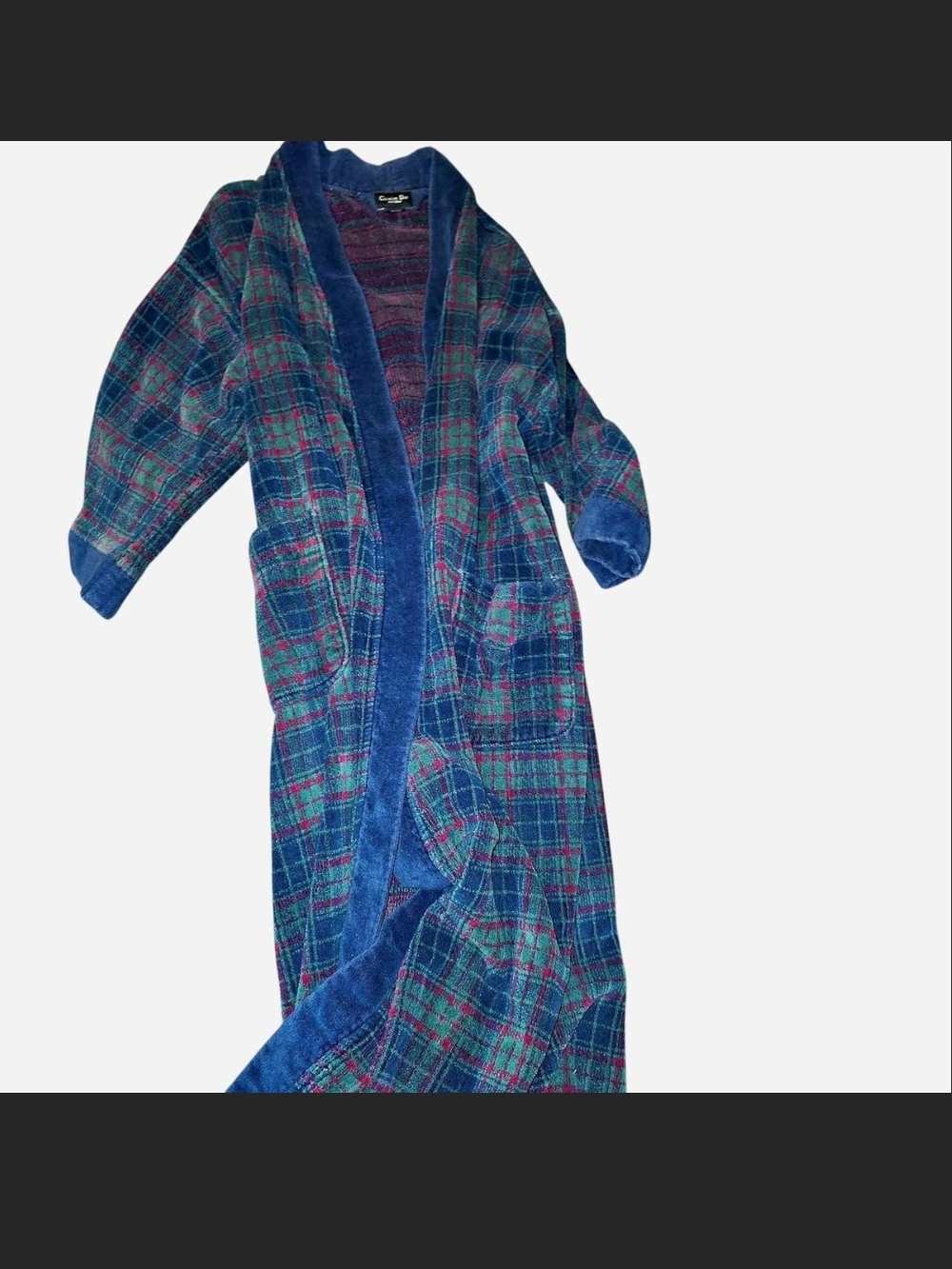 Vintage Dior Monsieur Navy Textured Cotton Robe